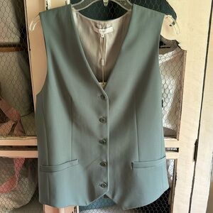 Tibi Jackets Coats Tibi Tropical Wool Vest In Dark Mint Size